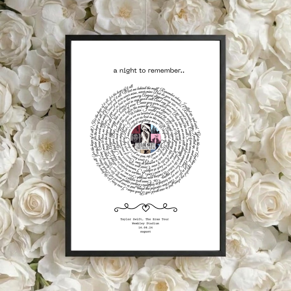 Personalised Concert Memorabilia Vinyl with Lyrics