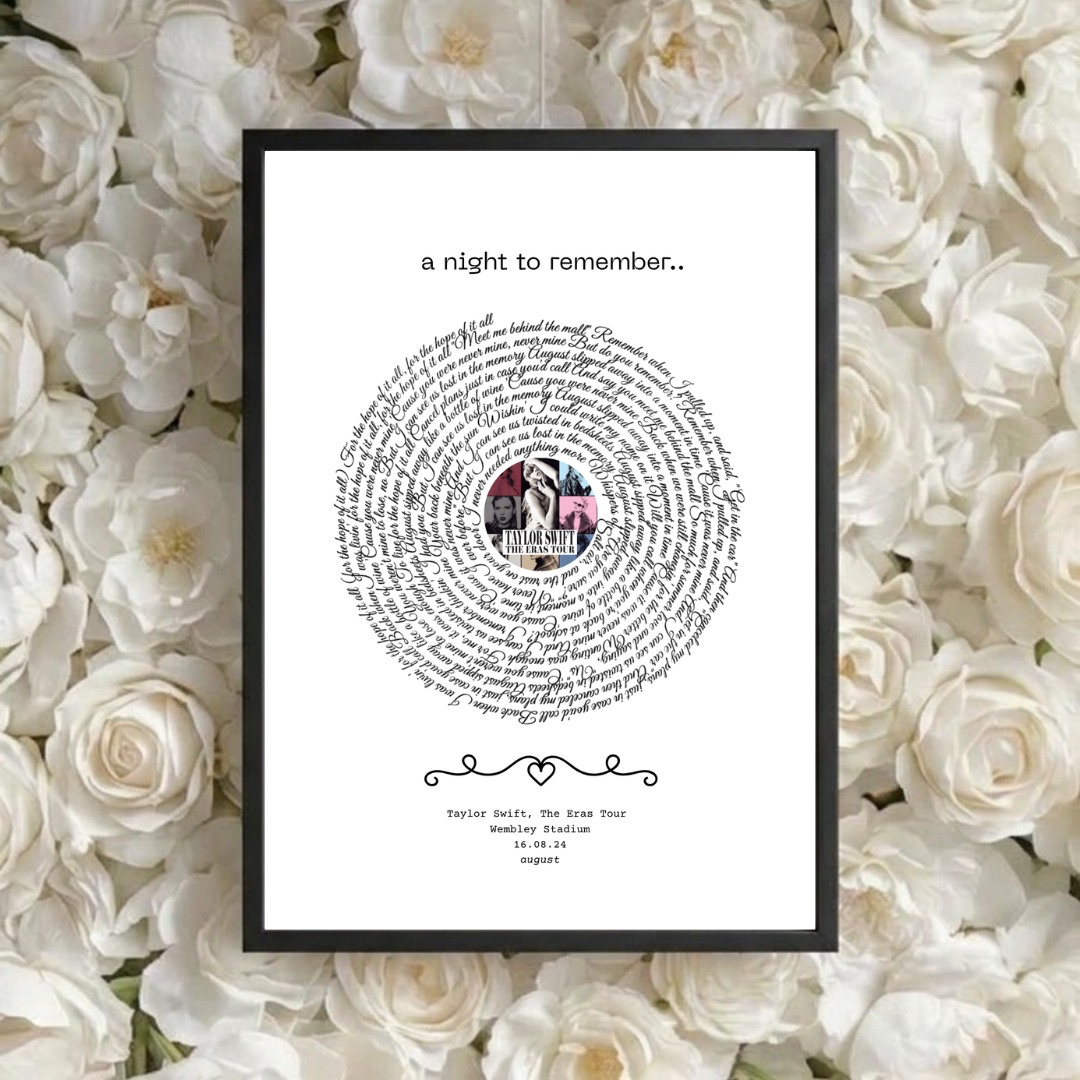 Personalised Concert Memorabilia Vinyl with Lyrics