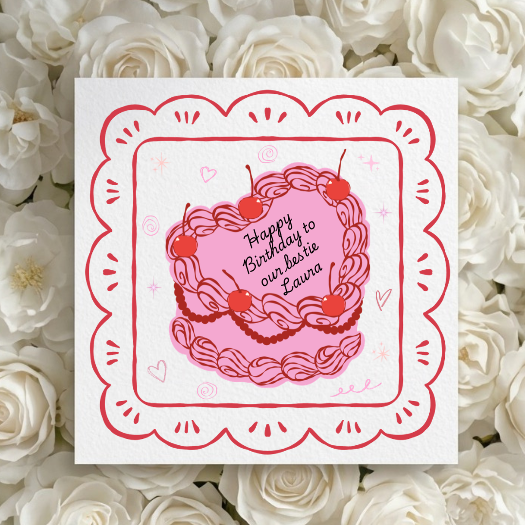 Vintage Birthday Cake Card